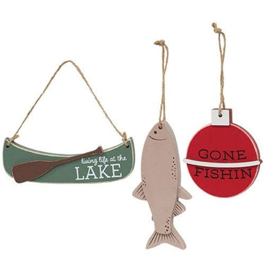 3 Set Lake Fishing Wooden Ornaments - The Fox Decor
